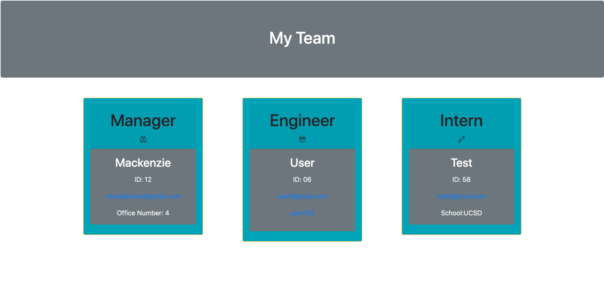 team profile generator